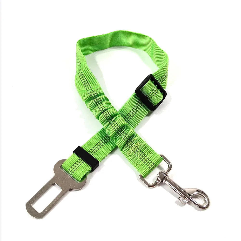 Adjustable Reflective Dog Car Seat Belt – Cushioned Elastic Travel Harness