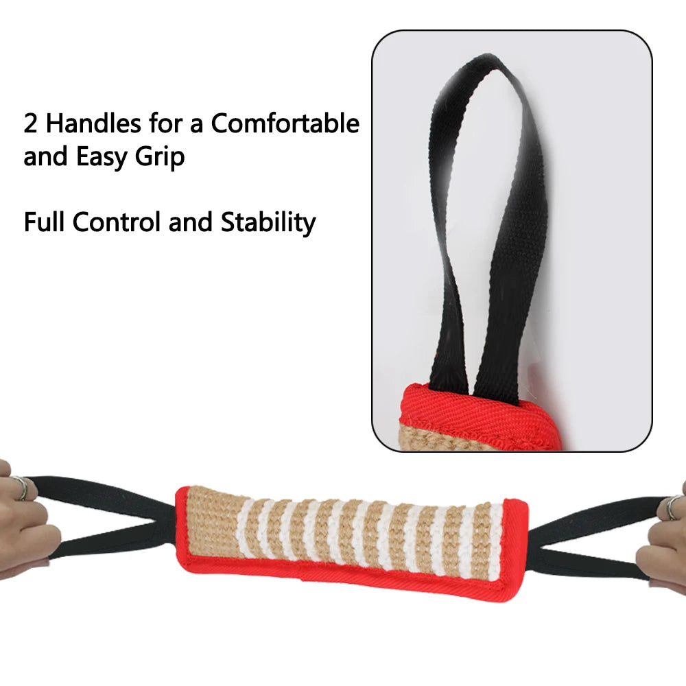 Dog Training Bite Tug Toy – Durable Chew Pillow with 2 Rope Handles