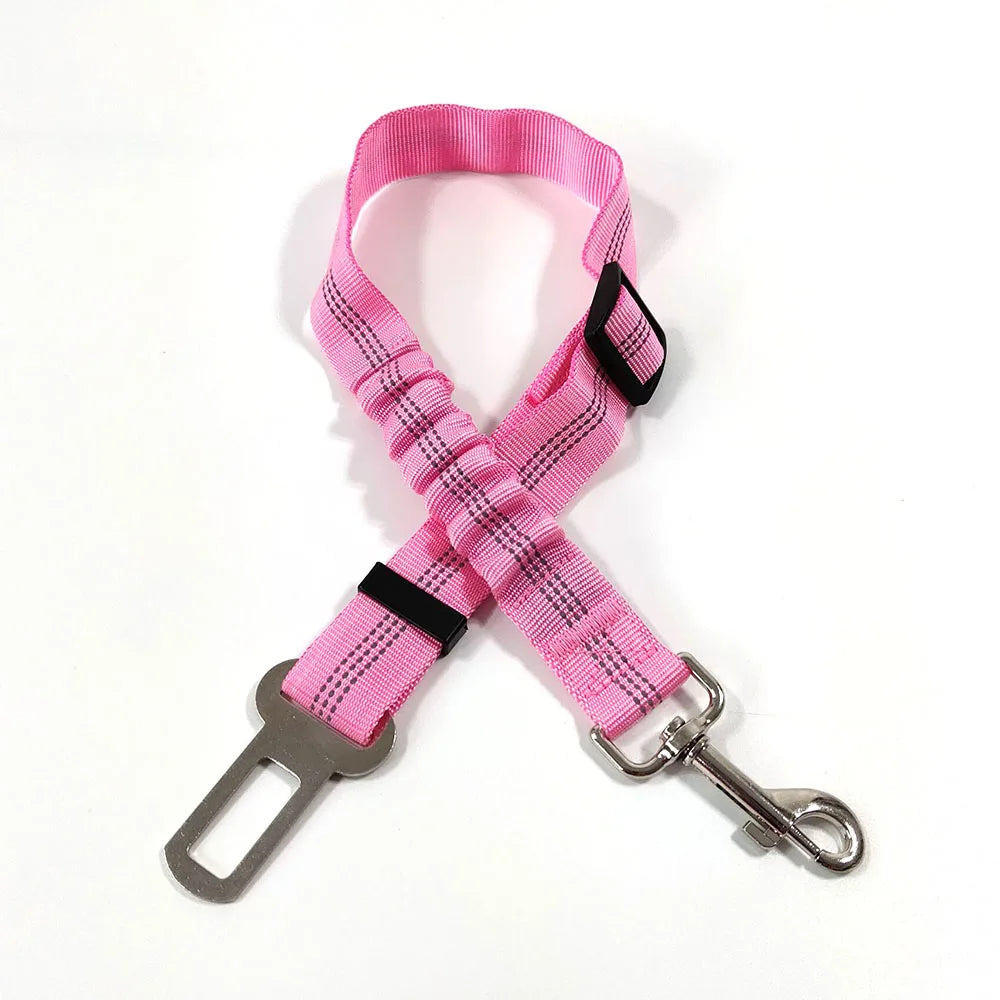 Adjustable Reflective Dog Car Seat Belt – Cushioned Elastic Travel Harness