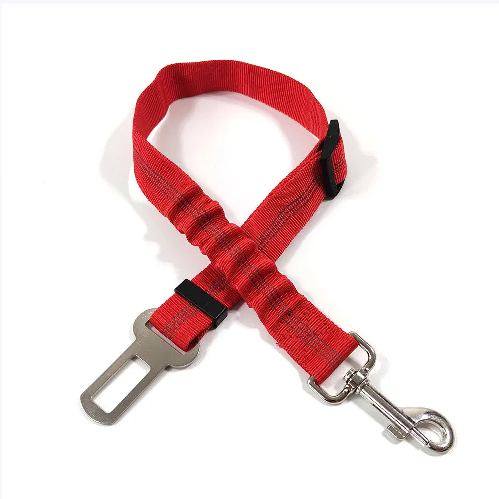 Adjustable Reflective Dog Car Seat Belt – Cushioned Elastic Travel Harness