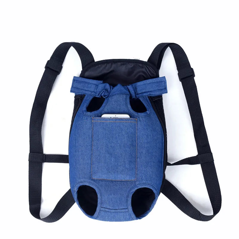 Denim Pet Backpack Carrier – Travel Bag for Small Dogs & Cats