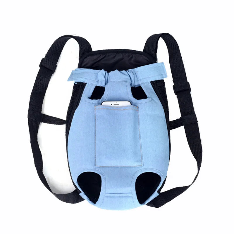 Denim Pet Backpack Carrier – Travel Bag for Small Dogs & Cats