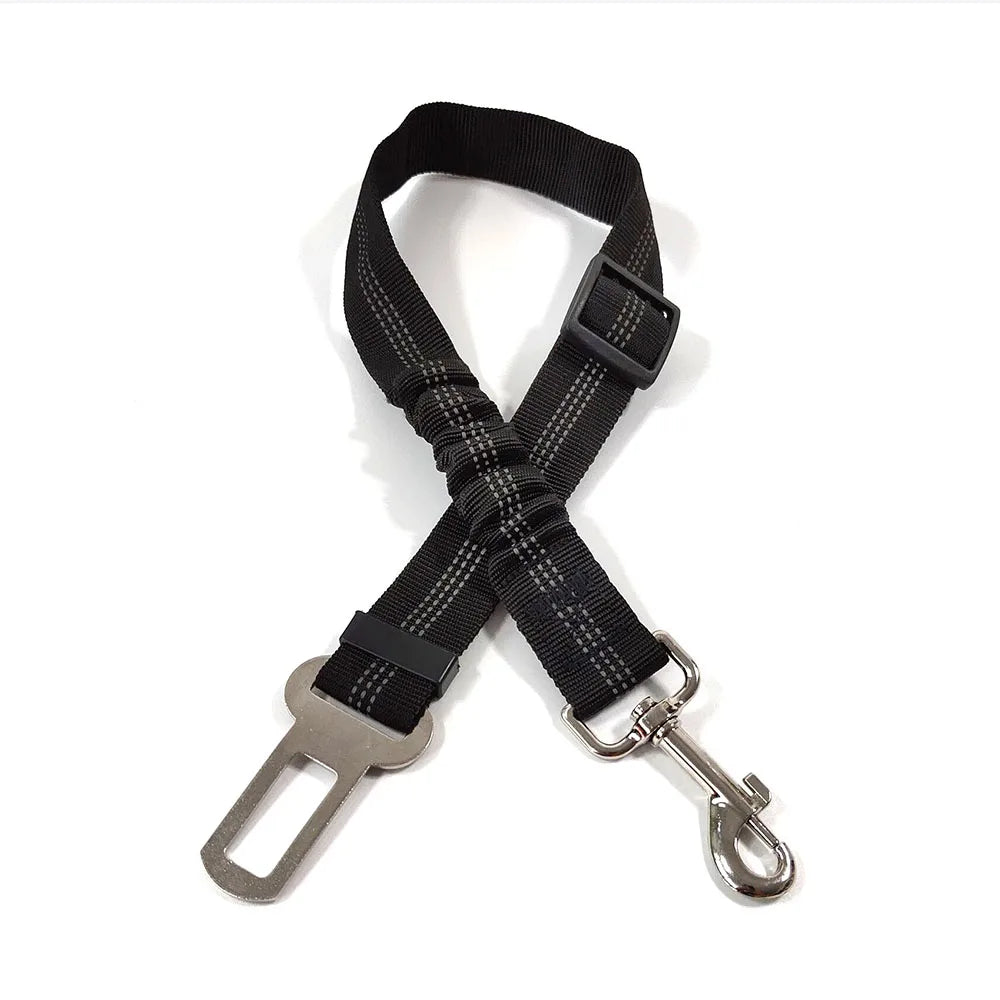 Adjustable Reflective Dog Car Seat Belt – Cushioned Elastic Travel Harness