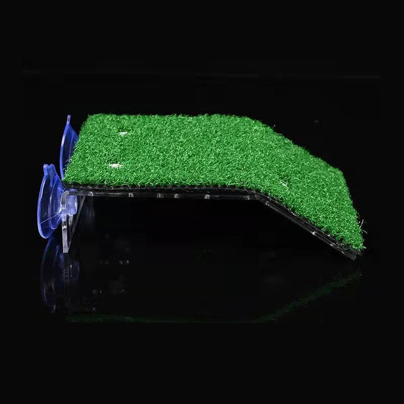 S/M/L Turtle Platform Float with Grass Ramp – Reptile Resting Terrace, Moss Island & Aquarium Habitat Decor