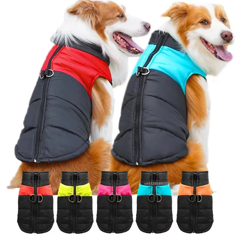 Waterproof Winter Dog Jacket – Warm Padded Vest with Zipper for Small to Large Dogs