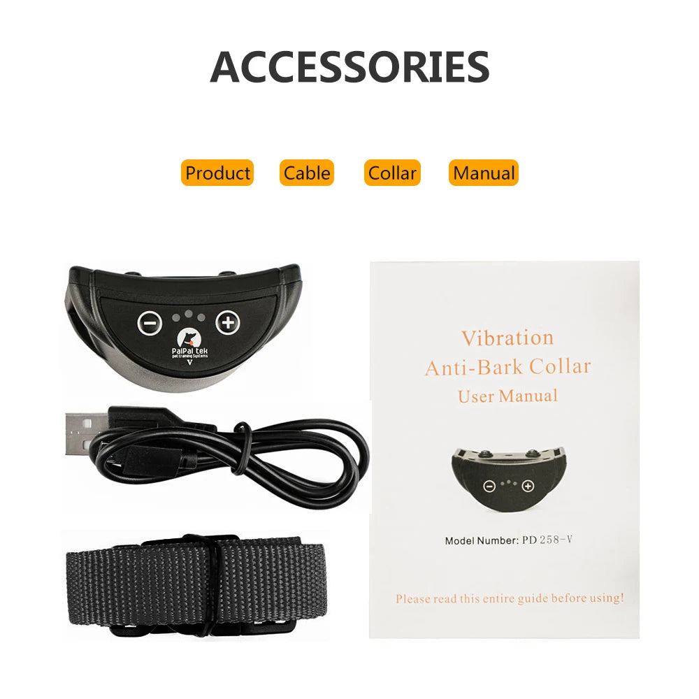 Rechargeable Anti-Bark Dog Collar – Vibration Training Collar for Small & Medium Dogs