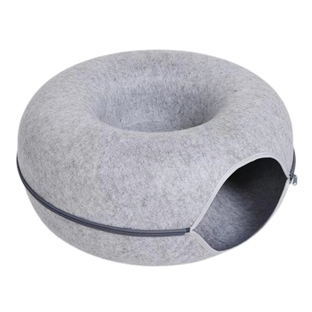 Felt Donut Cat Bed with Breather Hole & Hideaway Tunnel