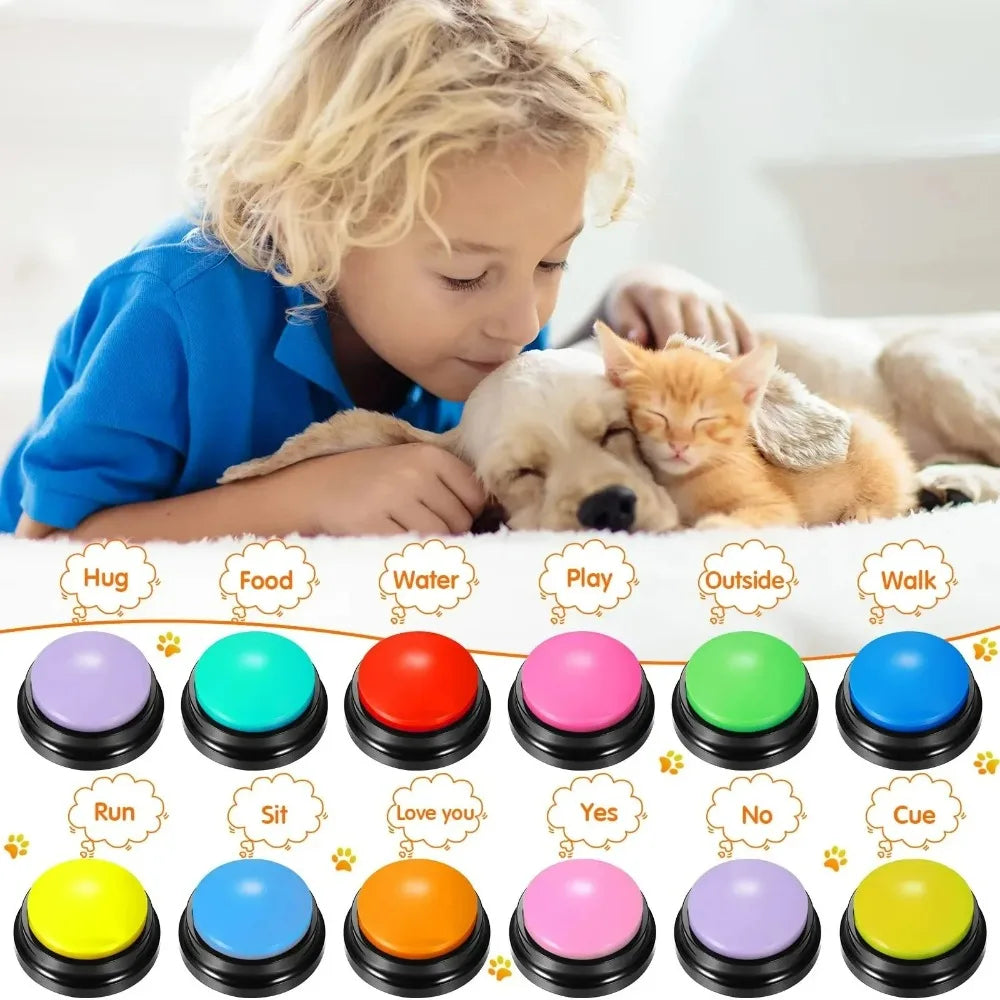 8PCS Dog Talking Buttons – 30s Recordable Voice Training Buzzers for Pets