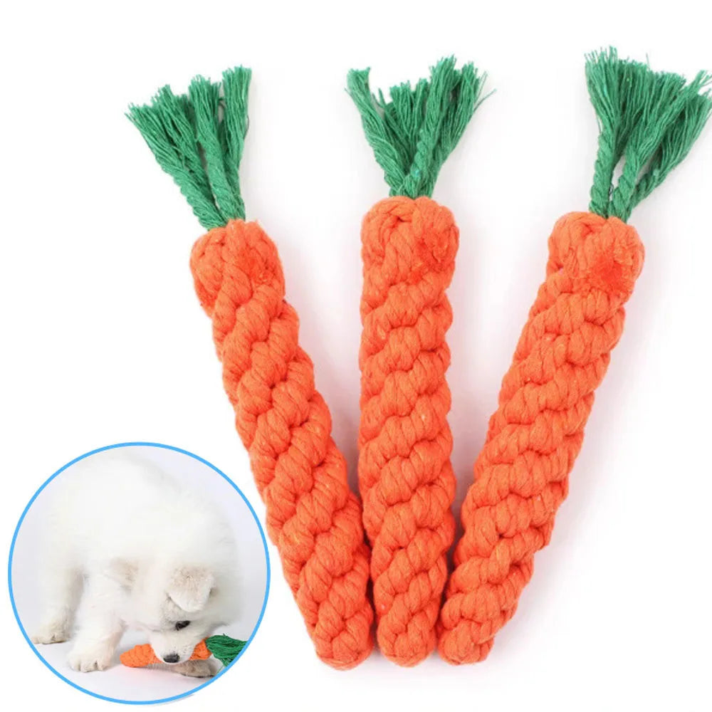 Carrot Rope Dog Chew Toy – Durable Cotton Molar Toy for All Dogs