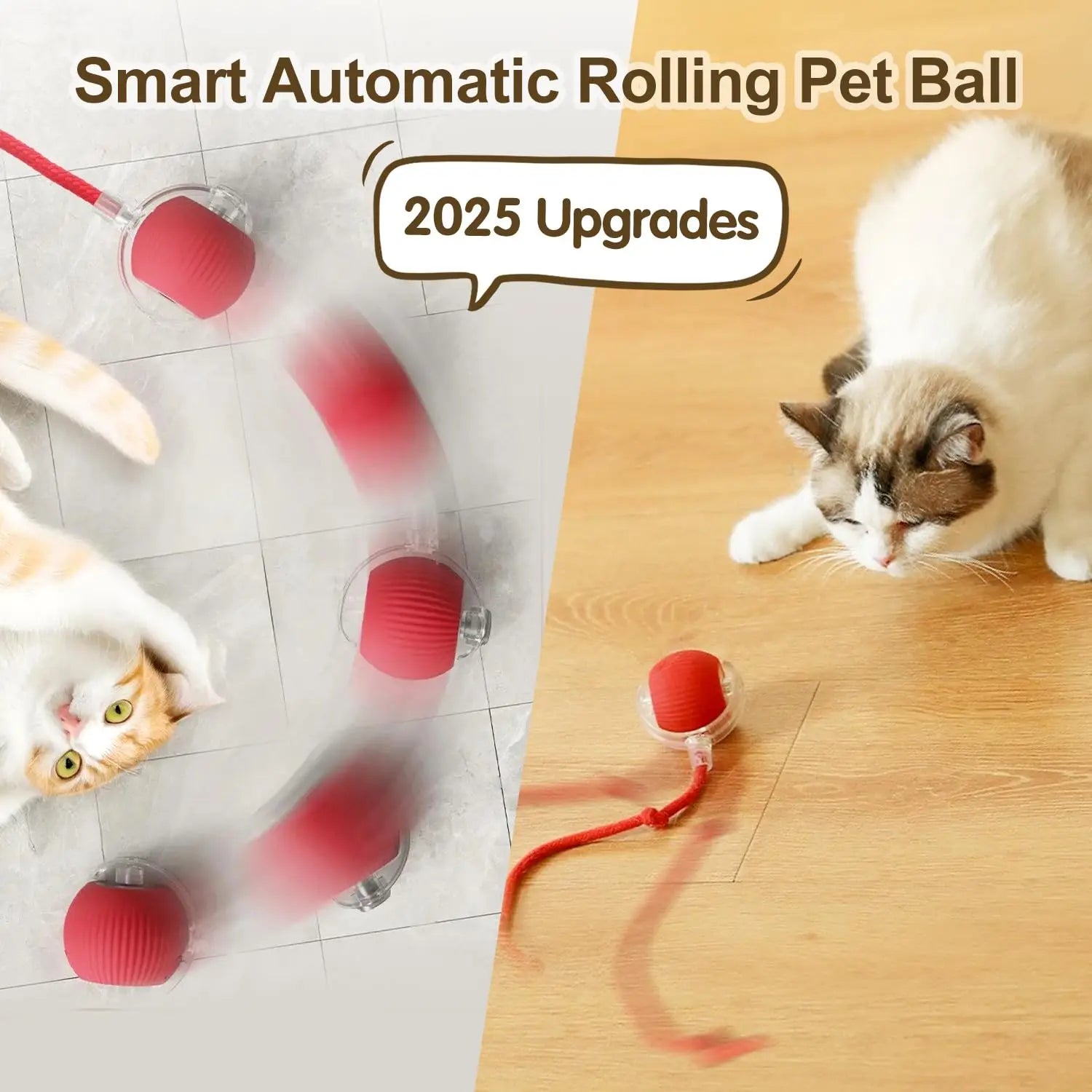 Interactive Rolling Cat Ball – Smart Rechargeable Toy with Tail