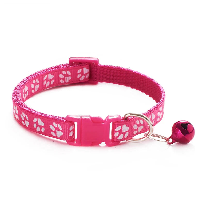 Printed Cat Collar with Bell – Adjustable Multi-Color Pet Necklace for Cats & Small Dogs