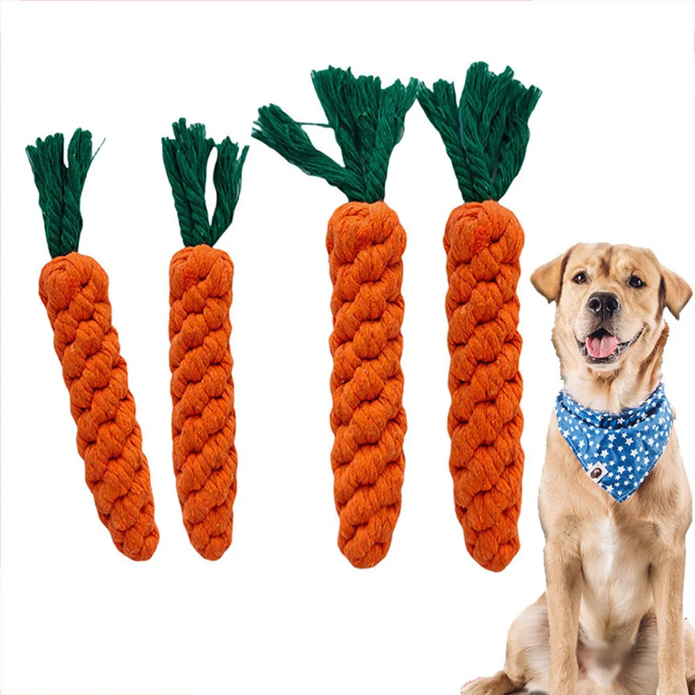 Carrot Rope Dog Chew Toy – Durable Cotton Molar Toy for All Dogs