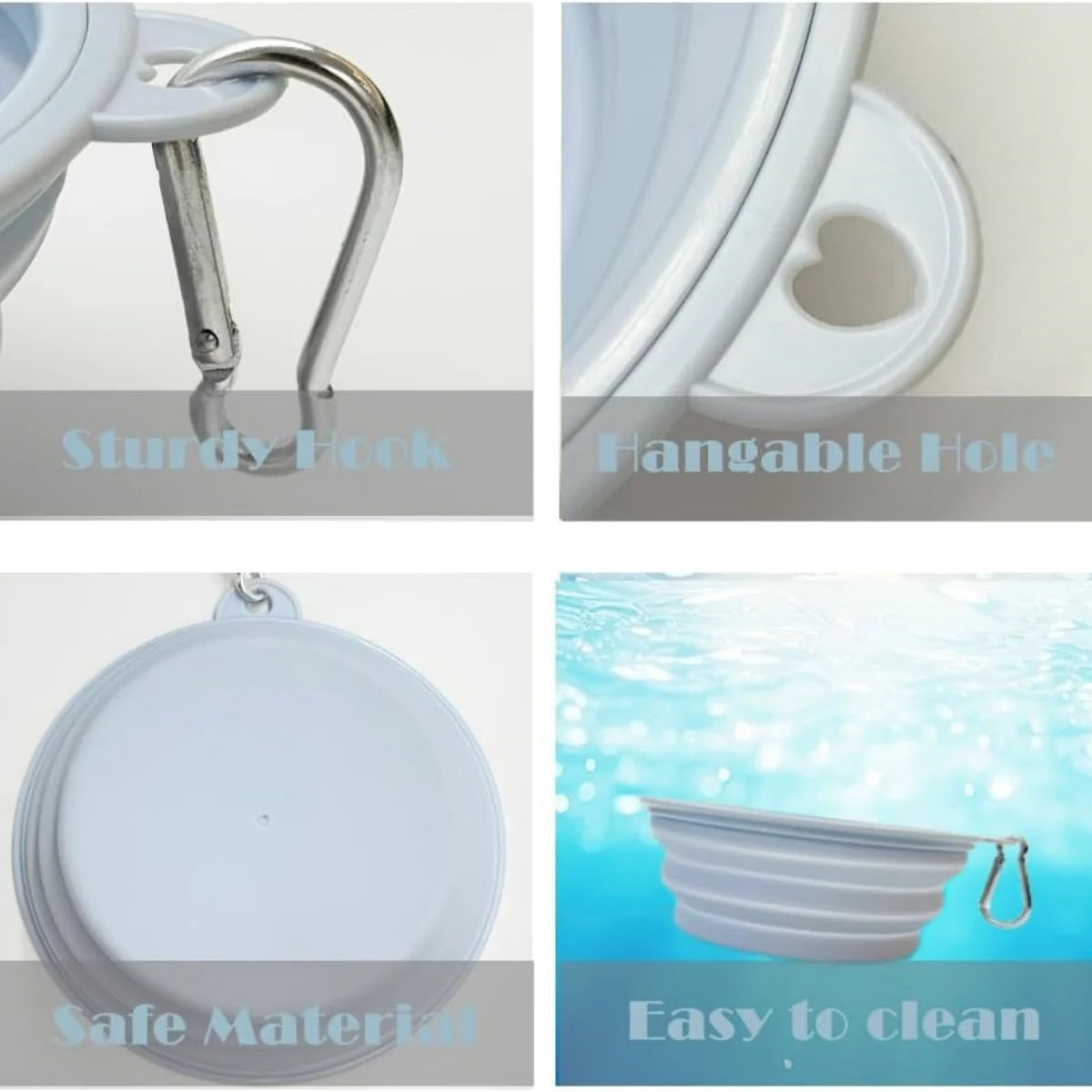 2PCS Collapsible Pet Bowls – Portable Silicone Food & Water Dishes with Carabiner