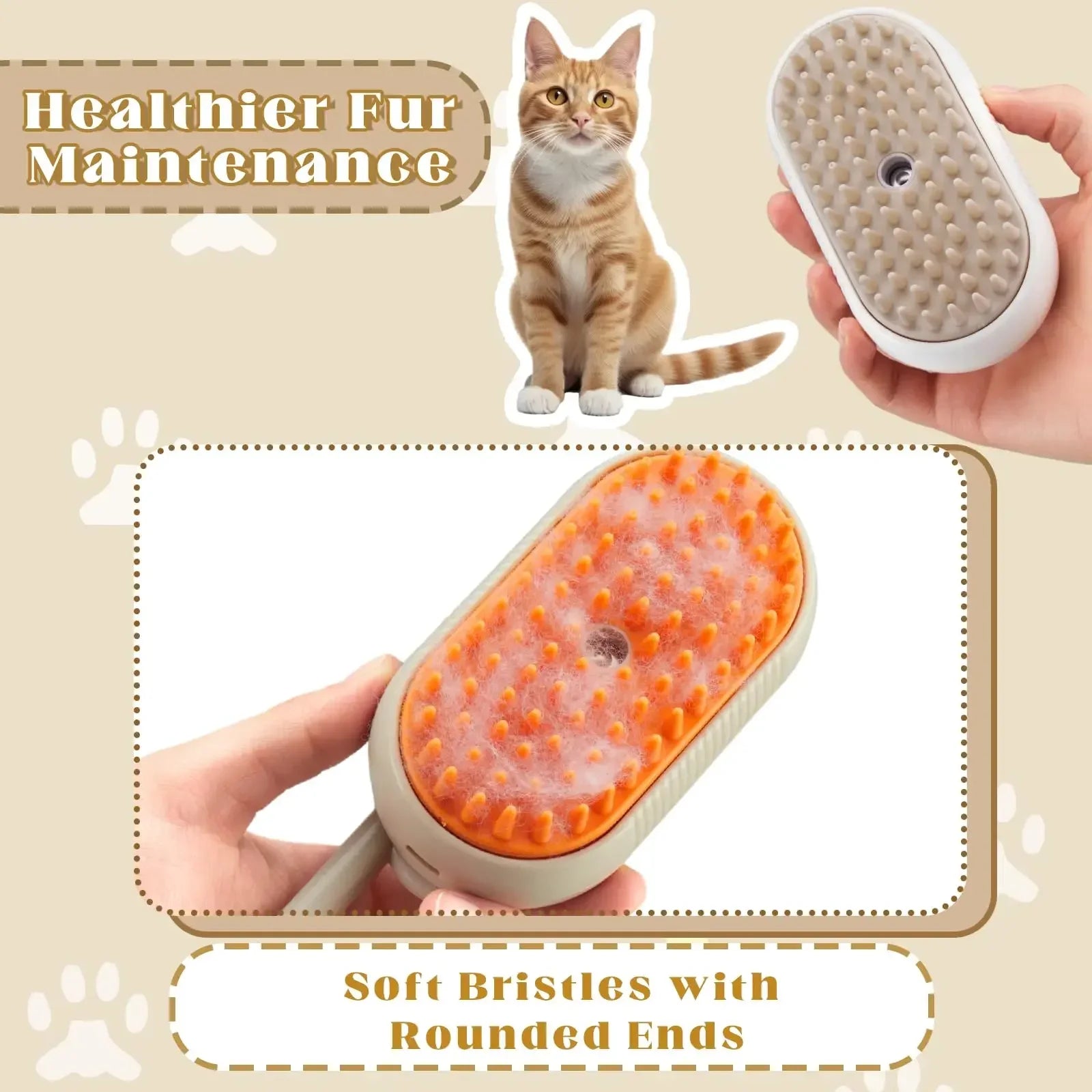 3-in-1 Pet Spray Massage Brush – Foldable Steam Comb for Bathing & Hair Removal