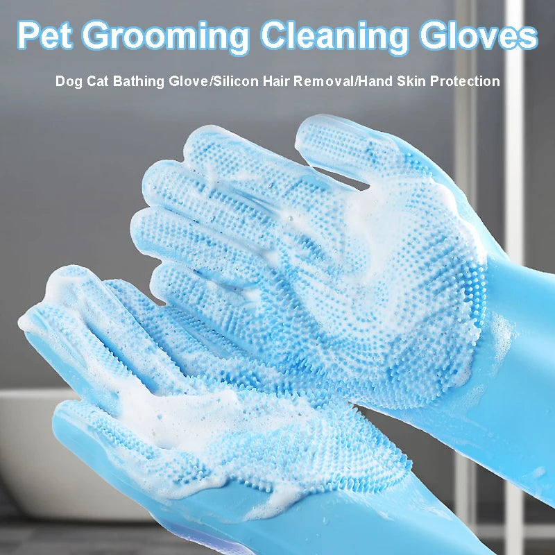 Silicone Pet Grooming Glove – Bath & Hair Removal Glove for Dogs & Cats