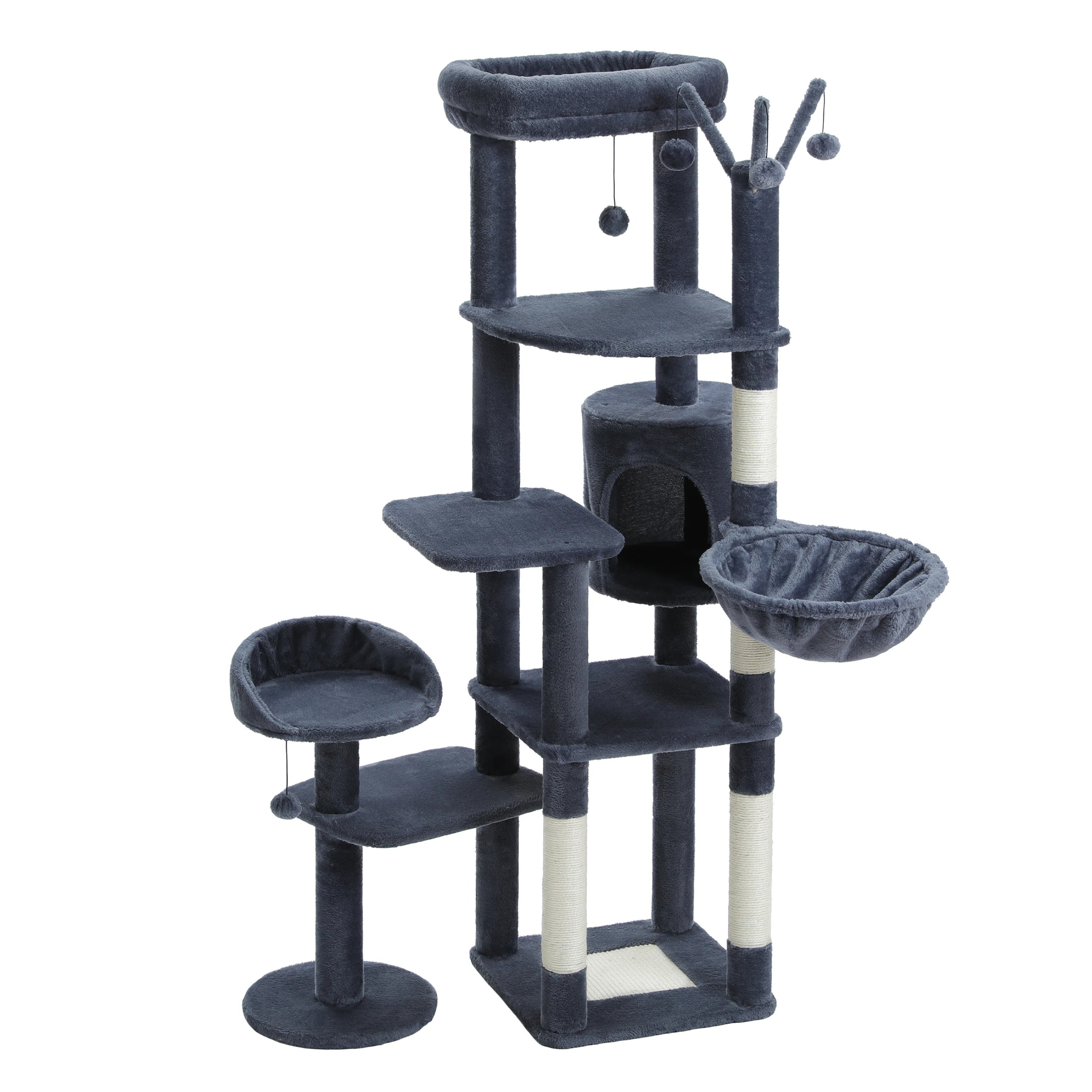 Large Indoor Cat Tree with XL Hammock & Scratching Posts