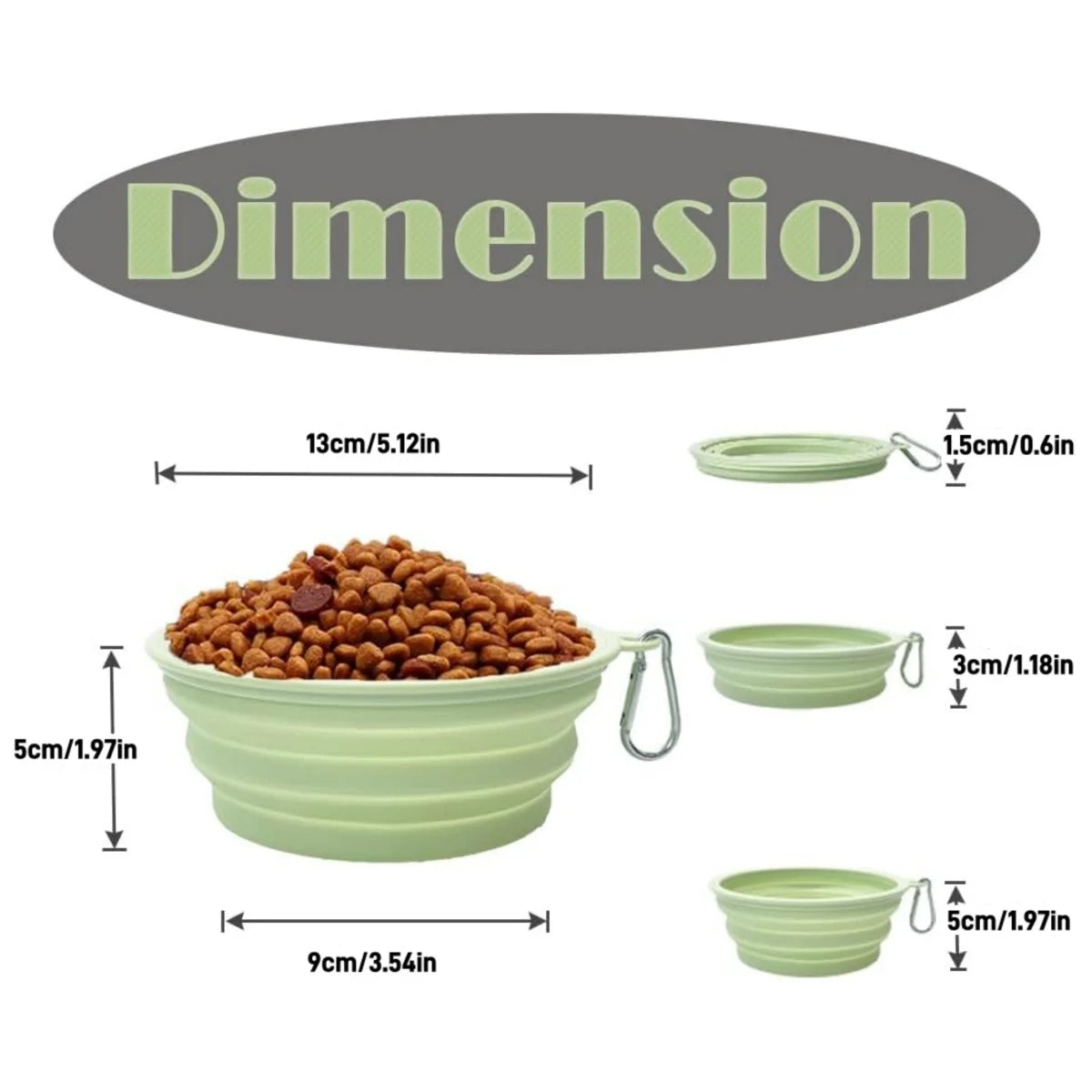 2PCS Collapsible Pet Bowls – Portable Silicone Food & Water Dishes with Carabiner