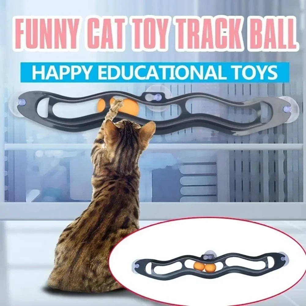 Suction Cup Cat Track Ball Toy – Interactive Window-Mounted Toy