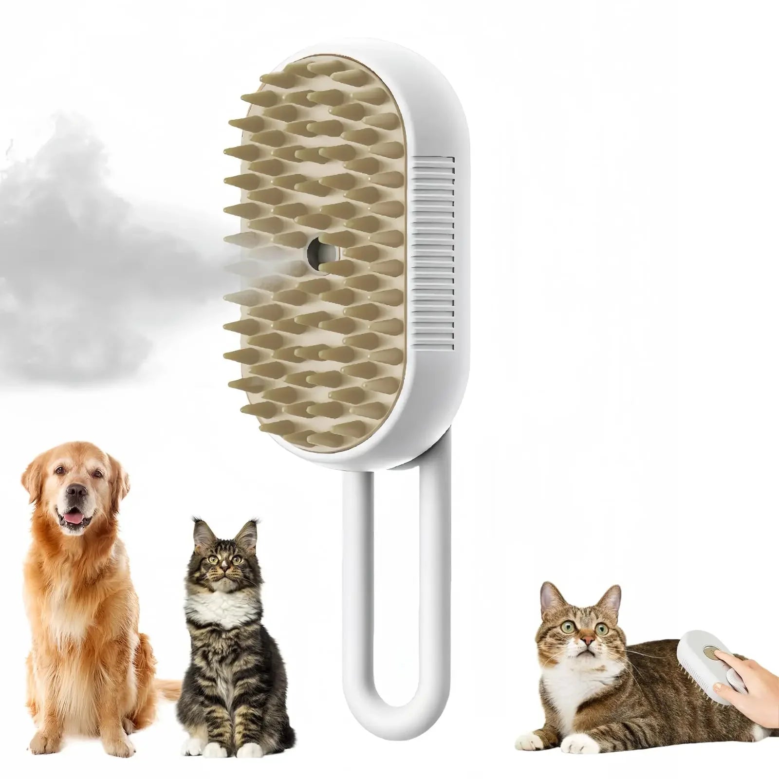 3-in-1 Pet Spray Massage Brush – Foldable Steam Comb for Bathing & Hair Removal