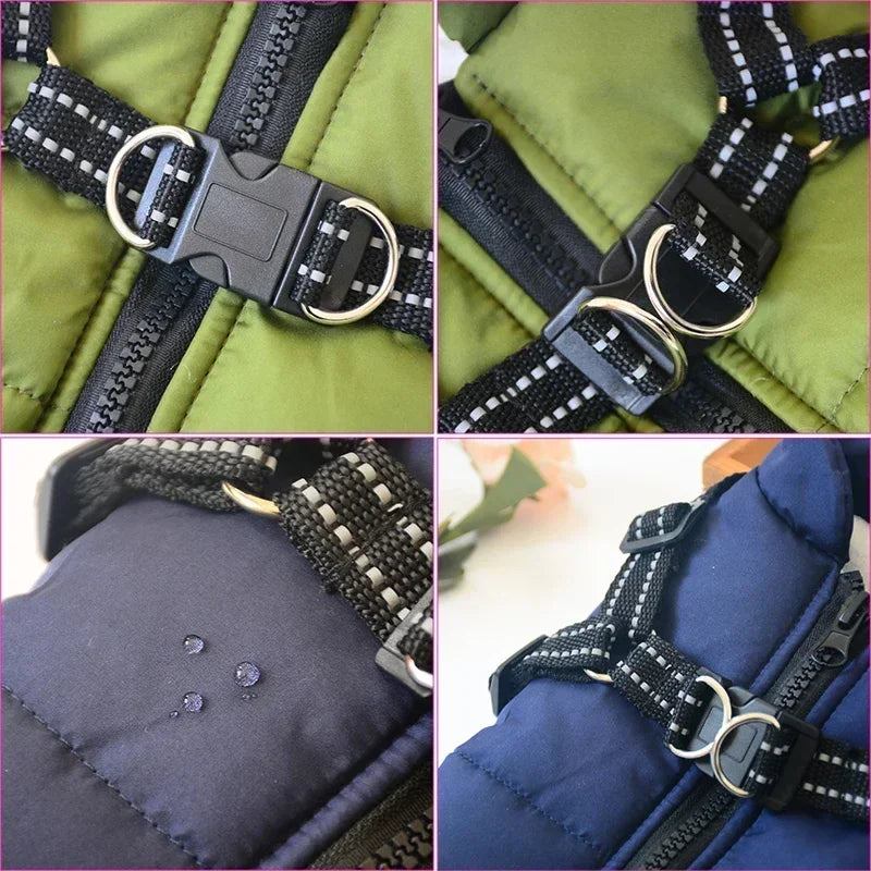 Winter Dog Jacket with Built-in Harness – Waterproof Warm Coat for Small & Large Dogs