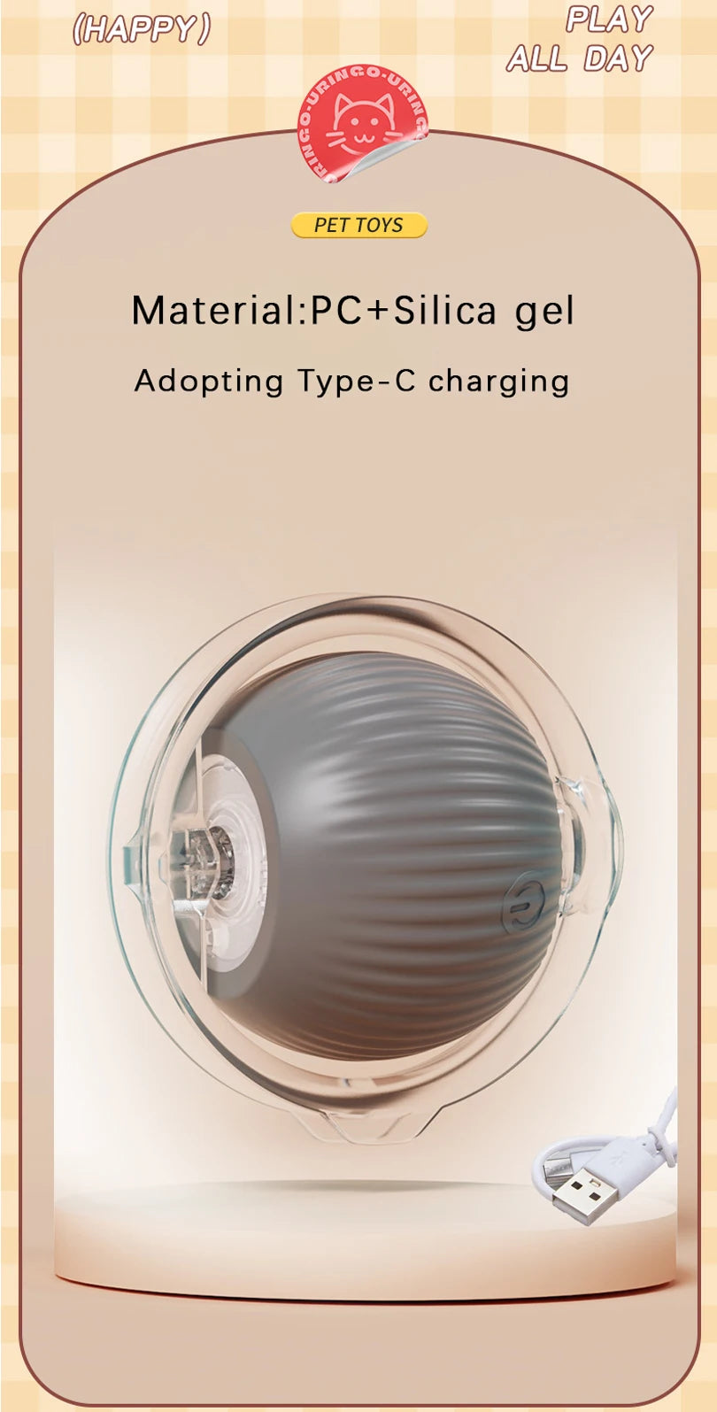 Motion-Activated Rolling Cat Toy – Fast Ball in Pouch for Indoor Play