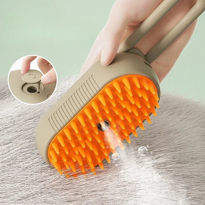 3-in-1 Pet Spray Massage Brush – Foldable Steam Comb for Bathing & Hair Removal