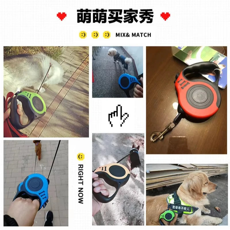 Retractable Dog Leash – 3M/5M Durable Nylon Lead for Small to Large Pet