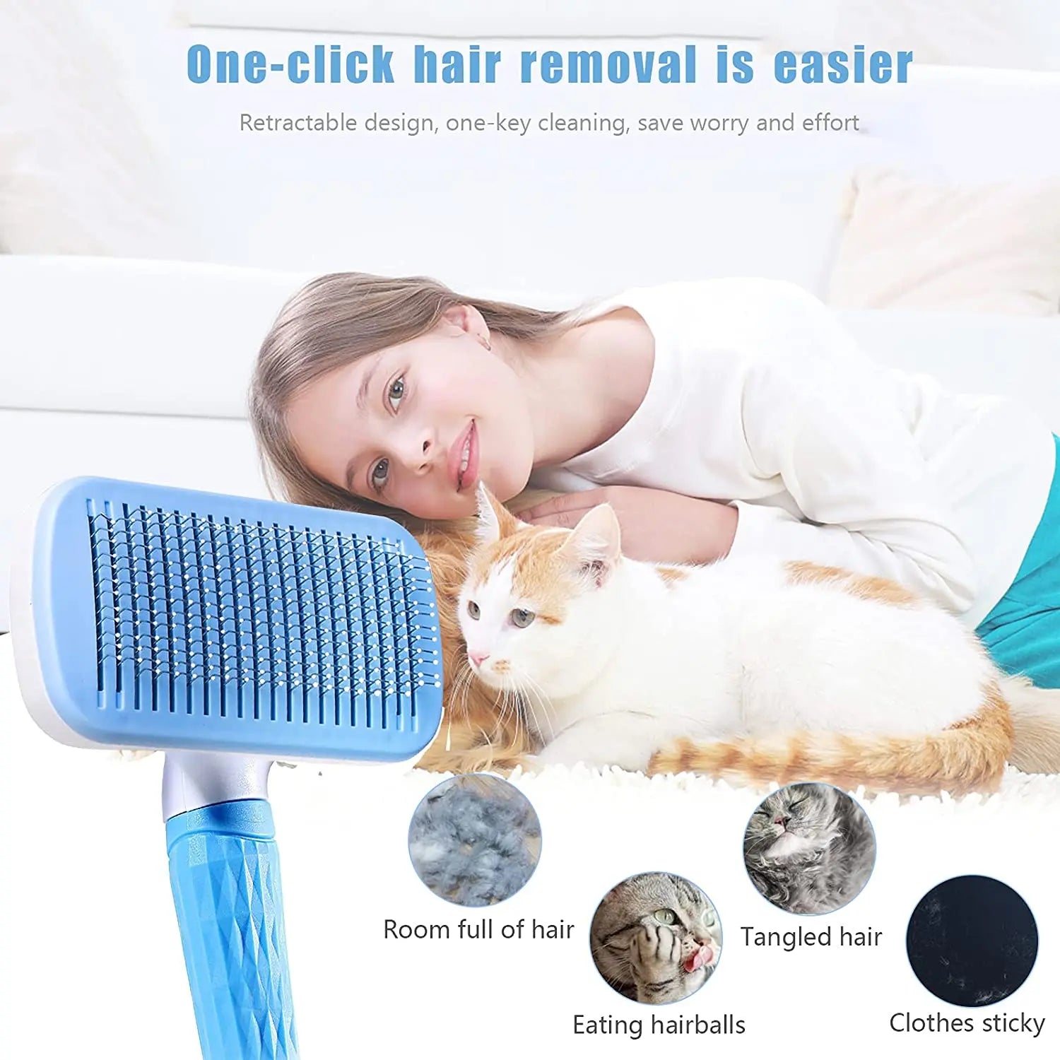 Pet Hair Remover Brush – Grooming Comb for Long-Haired Dogs & Cats