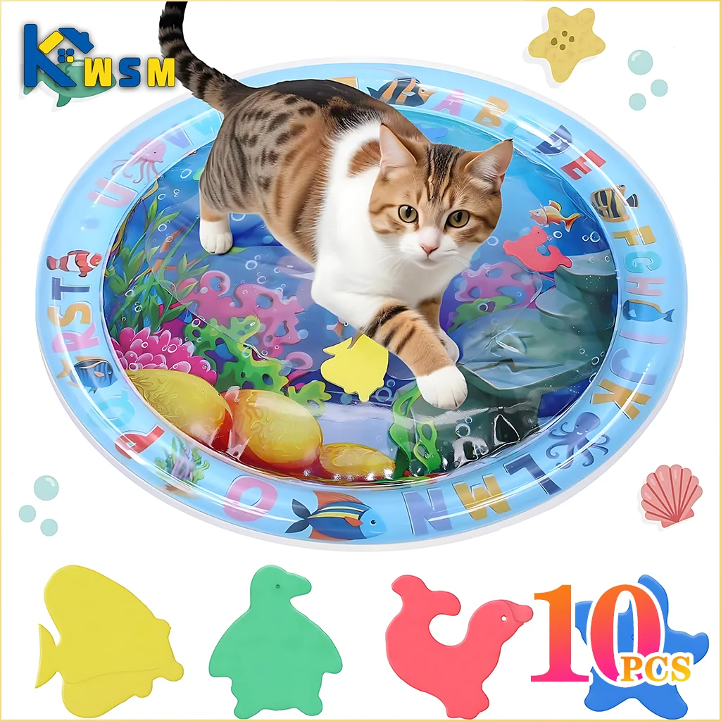 Inflatable Pet Water Play Mat – Ocean-Themed Sensory Mat for Cats & Dog