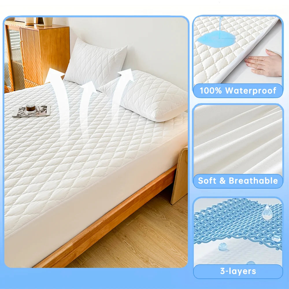 Waterproof Mattress Protector Fitted Sheet – Multiple Sizes & Colors