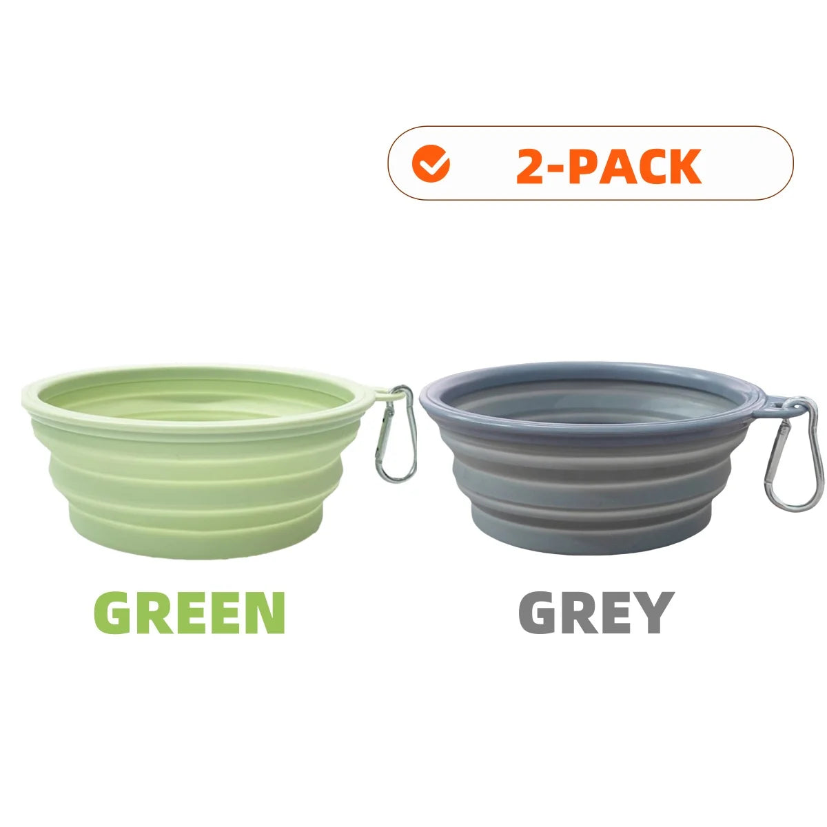 2PCS Collapsible Pet Bowls – Portable Silicone Food & Water Dishes with Carabiner