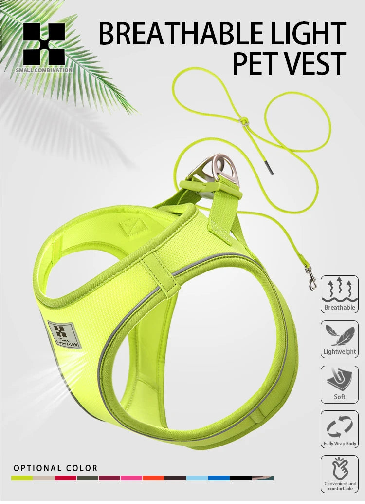 Reflective Dog Harness & Leash Set – Adjustable Pet Vest for Small & Medium Dogs