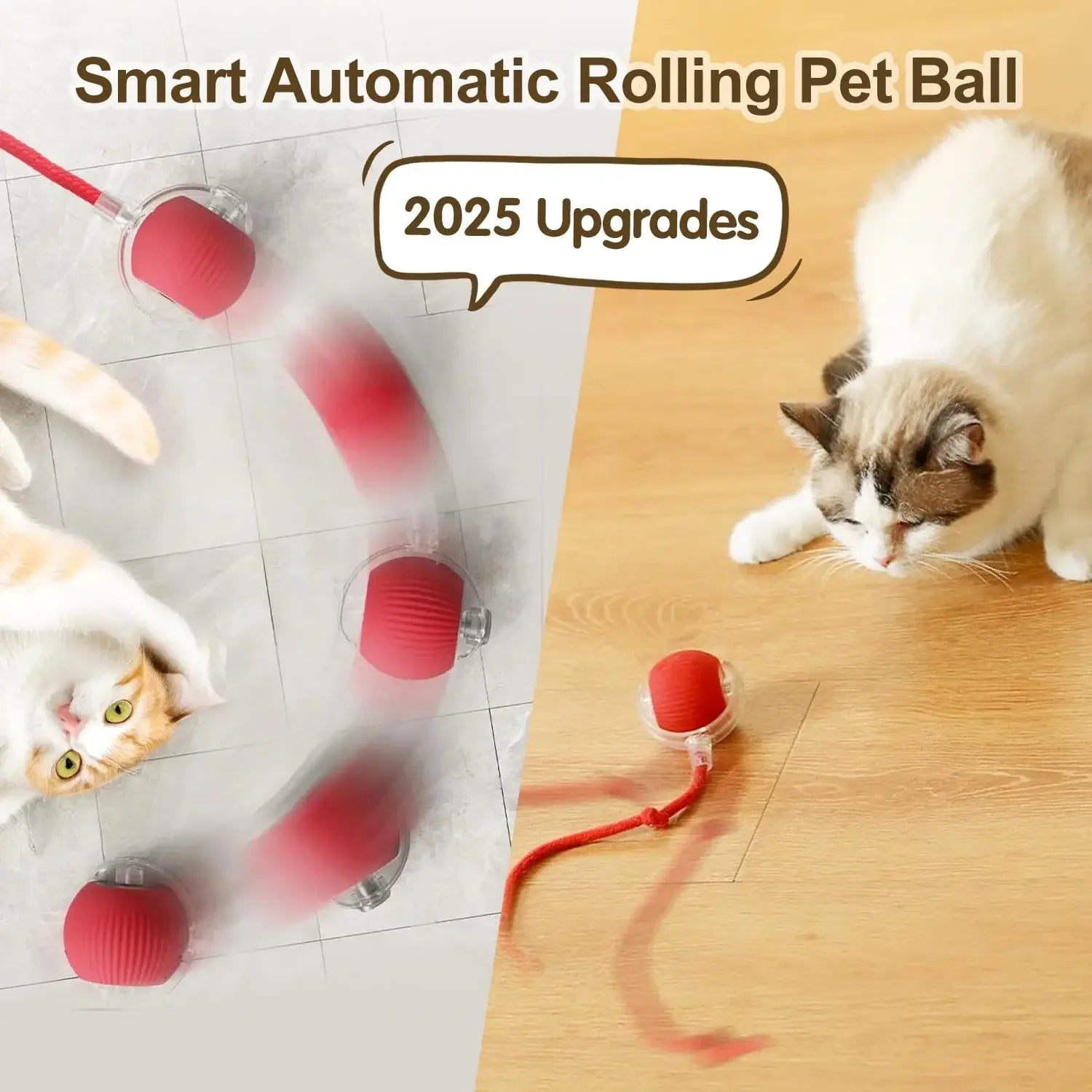 Interactive Rolling Cat Ball – Smart Rechargeable Toy with Tail