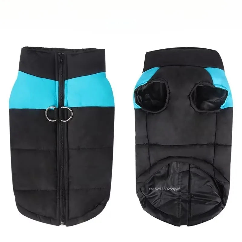 Waterproof Winter Dog Jacket – Warm Padded Vest with Zipper for Small to Large Dogs