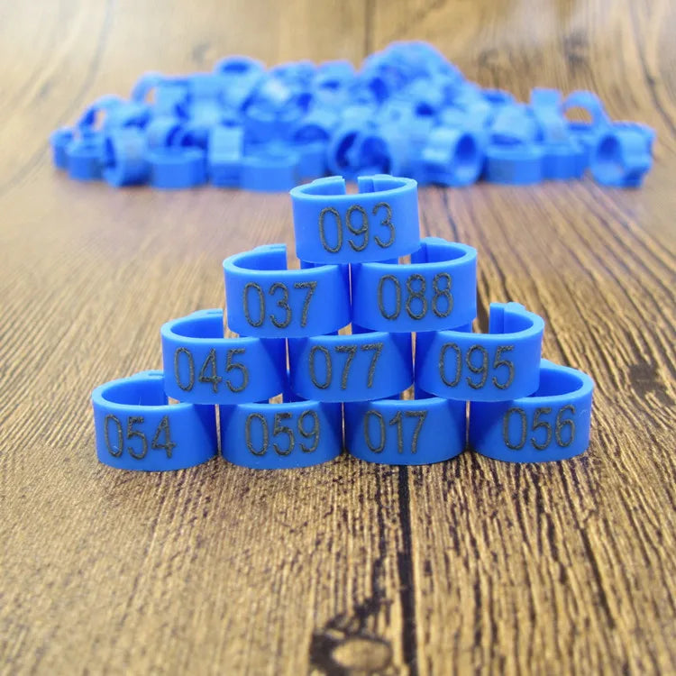 100pcs 8mm Bird ID Clip Rings – Numbered Plastic Leg Bands for Parrots & Pigeons