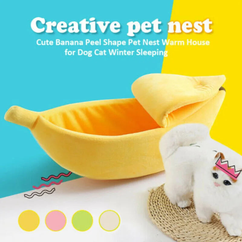 Banana Cat Bed House – Cozy, Portable Pet Cushion for Cats & Small Dogs