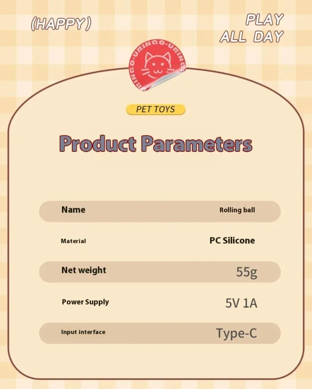 Rechargeable Smart Cat Ball Toy – Auto Rolling with Faux Tail, Imitates Mouse