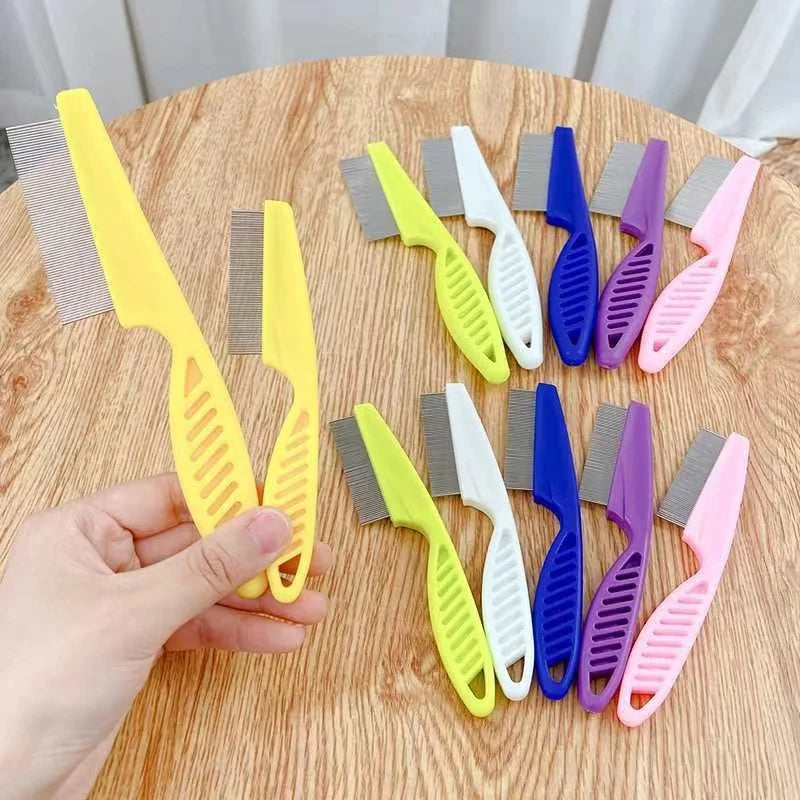 1/2PC Stainless Steel Pet Shedding & Flea Comb – Grooming Tool for Dogs & Cats
