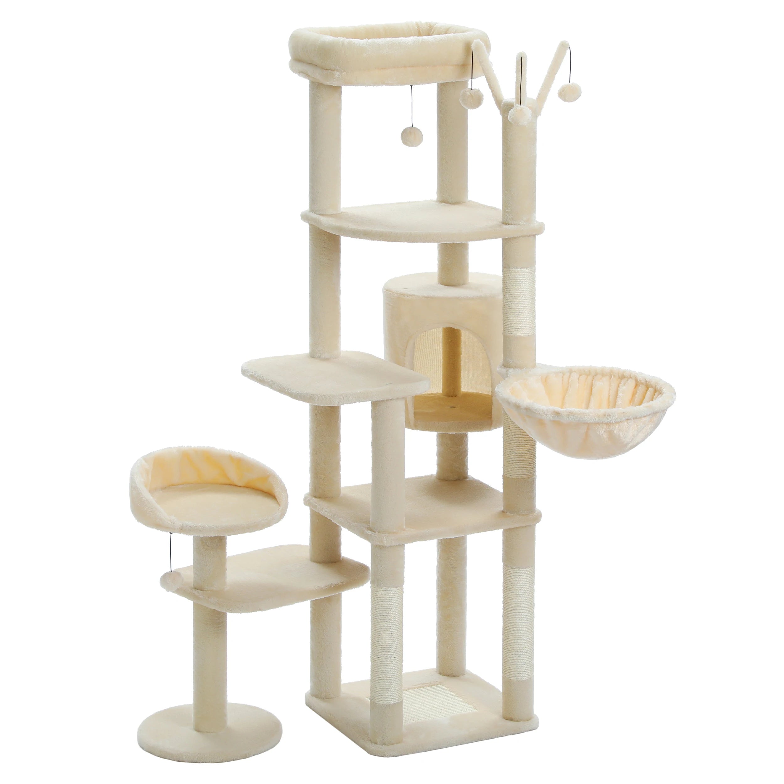 Large Indoor Cat Tree with XL Hammock & Scratching Posts