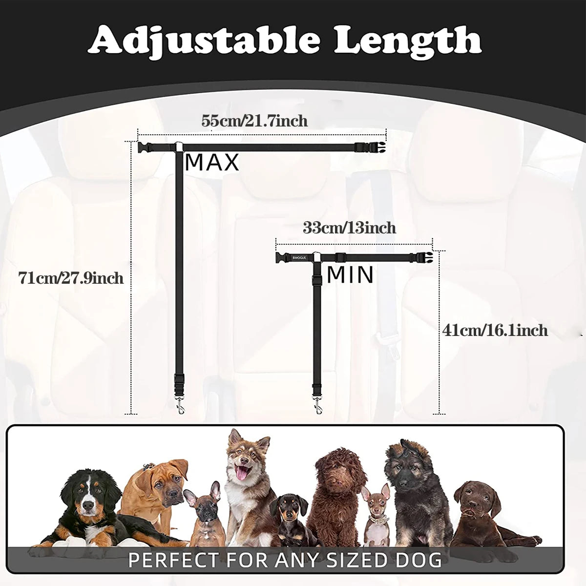 Adjustable Pet Car Seat Belt – Dog & Cat Safety Restraint for Headrest