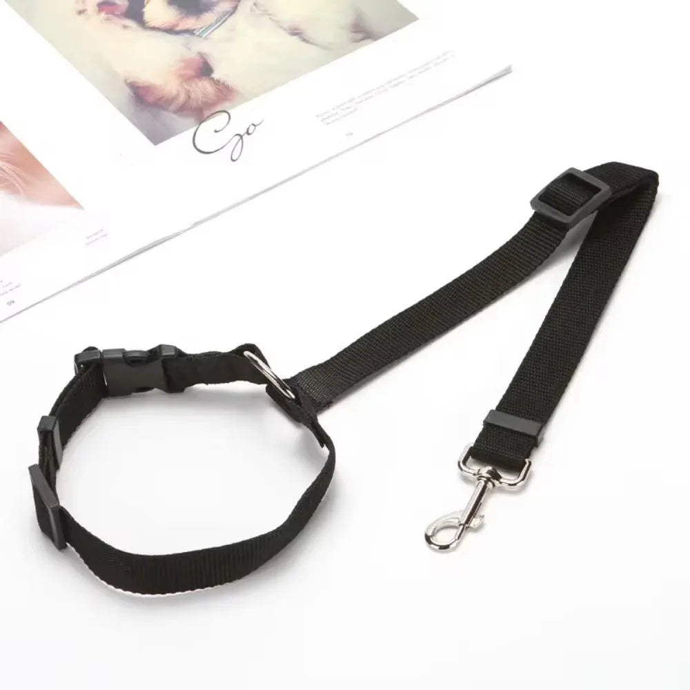 2-in-1 Adjustable Pet Car Seat Belt & Nylon Leash – Solid Color
