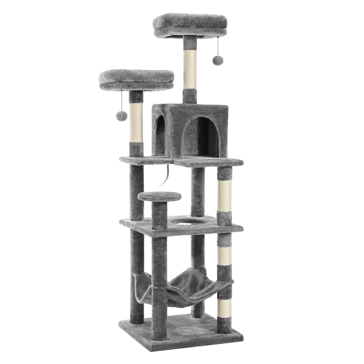 Large Indoor Cat Tree with XL Hammock & Scratching Posts