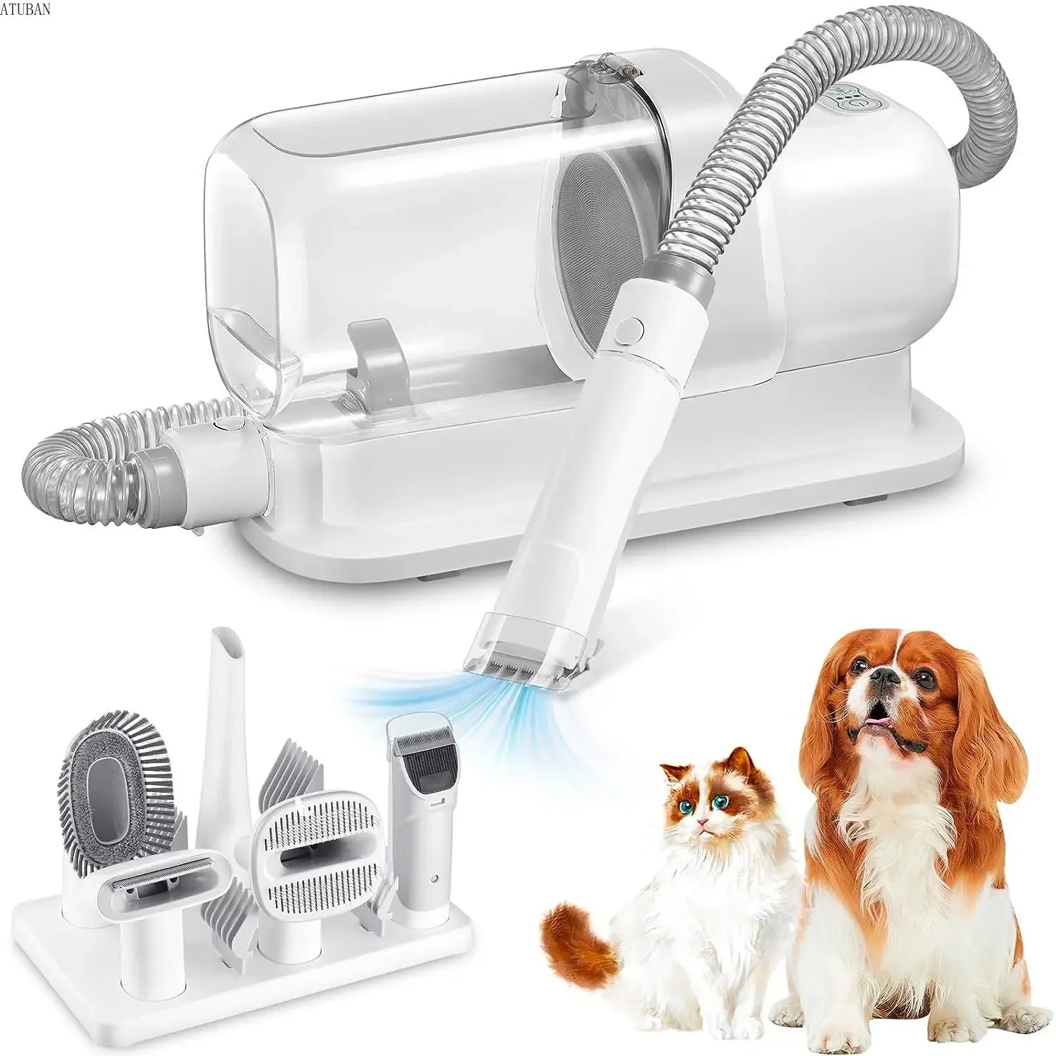 Dog Grooming Vacuum Kit with 2.3L Hair Collection & Pet Brush Tools