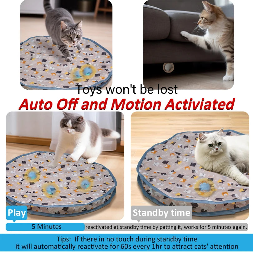 Motion-Activated Rolling Cat Toy – Fast Ball in Pouch for Indoor Play