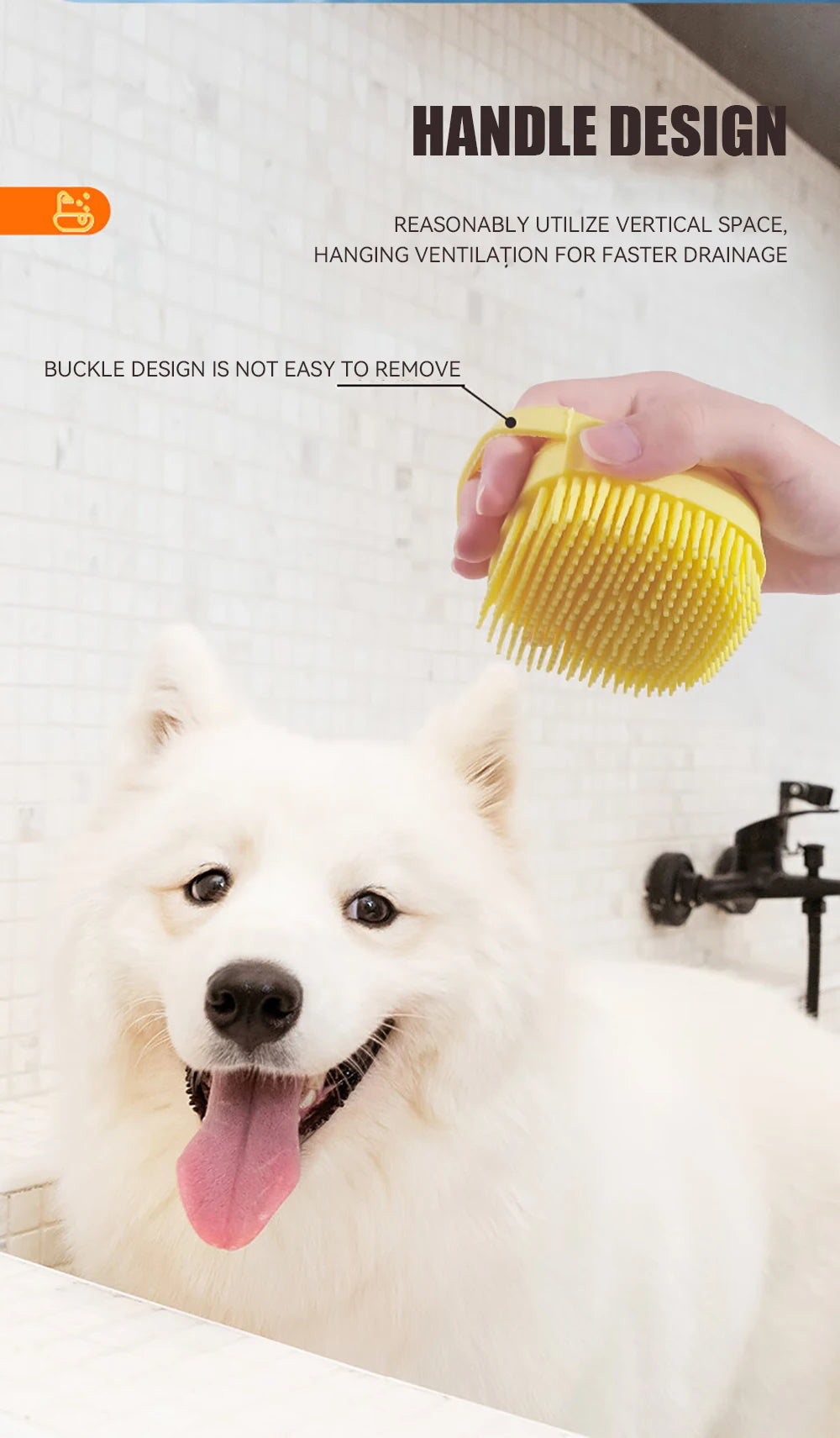 Silicone Dog Bathing Brush – Pet Shampoo Dispenser & Massage Grooming Tool