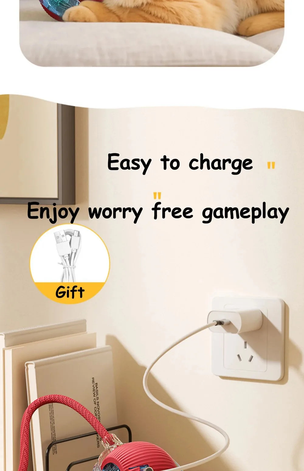 Rechargeable Smart Cat Ball Toy – Auto Rolling with Faux Tail, Imitates Mouse