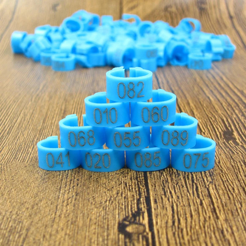 100pcs 8mm Bird ID Clip Rings – Numbered Plastic Leg Bands for Parrots & Pigeons