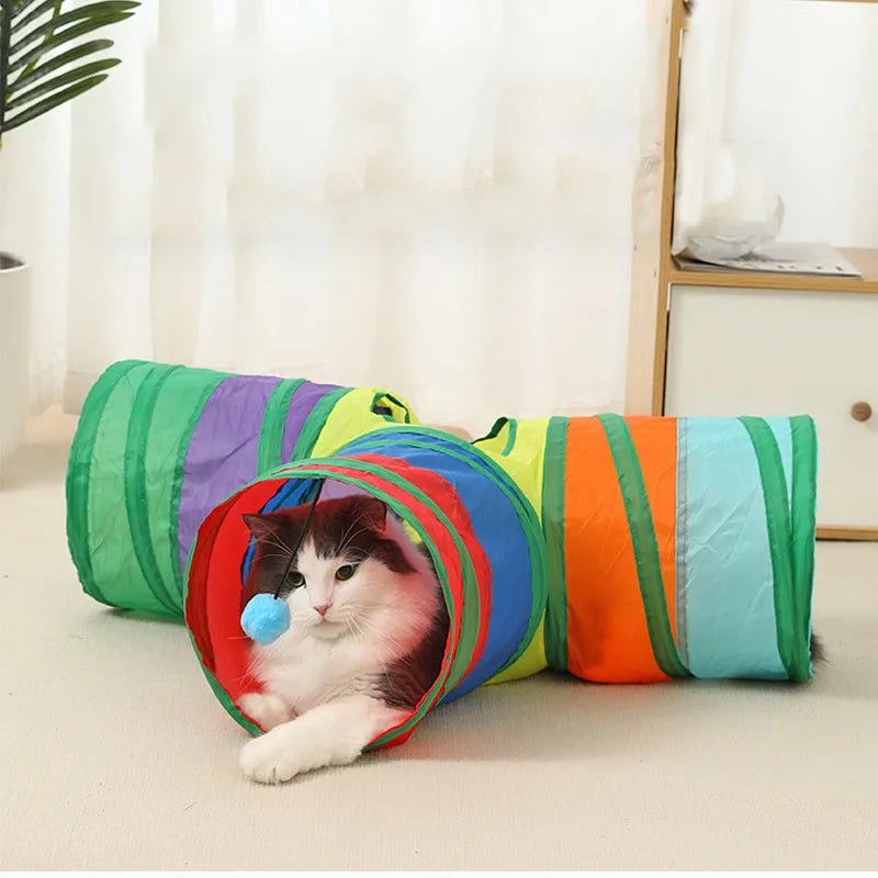Foldable Cat Tunnel Toy – Breathable Indoor Play Tunnel with Crinkle Paper