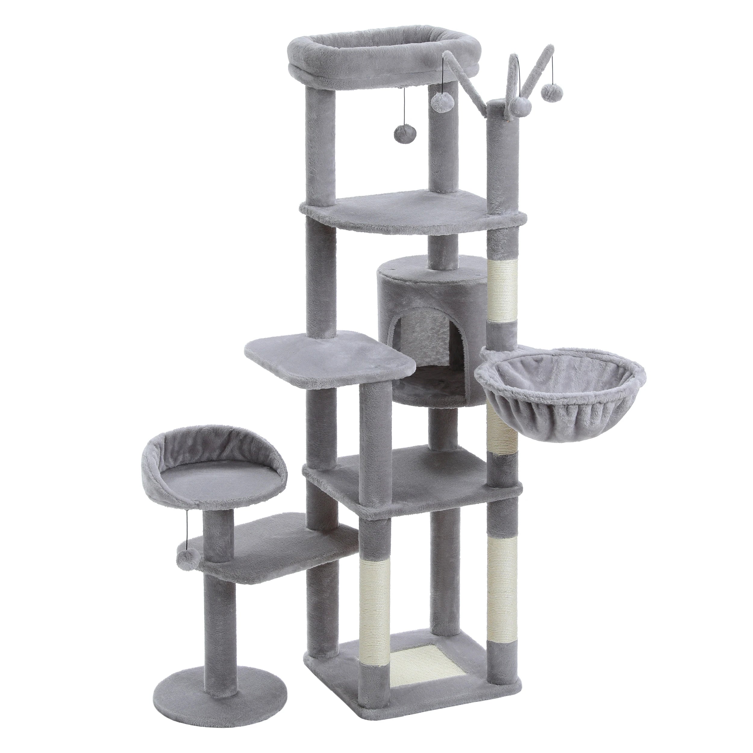 Large Indoor Cat Tree with XL Hammock & Scratching Posts