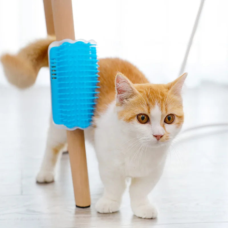 Wall Corner Cat Self-Groomer – Bristle Brush Scratcher with Massaging Arch